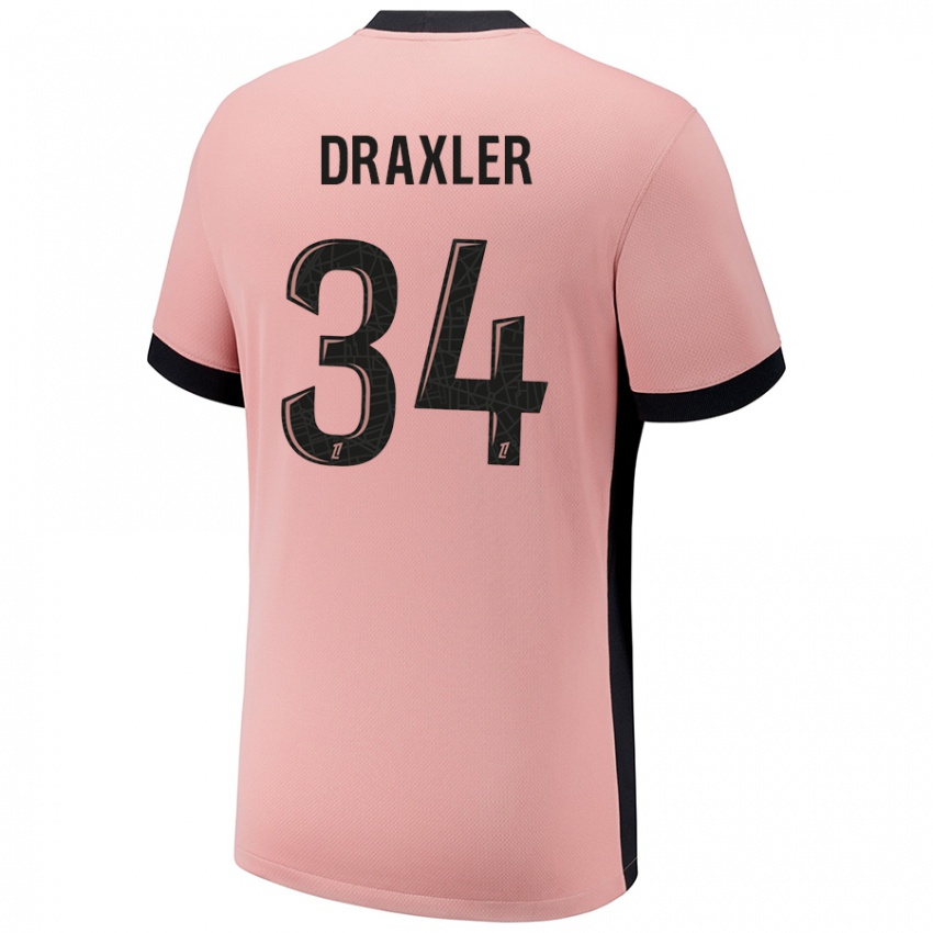 Barn Julian Draxler #34 Rust Rosa Tredje Sett Drakt Trøye 2024/25 Skjorter T-Skjorte