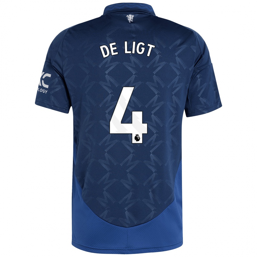 Mann Matthijs De Ligt #4 Indigo Bortetrøye Drakt Trøye 2024/25 Skjorter T-Skjorte