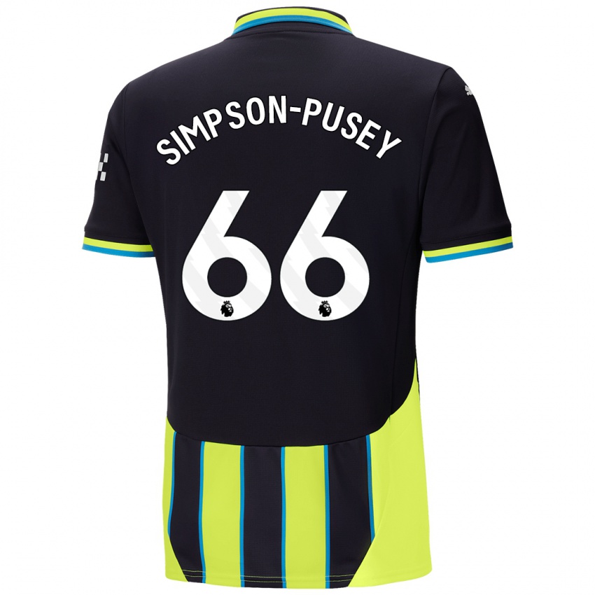 Mann Jahmai Simpson-Pusey #66 Blå Gul Bortetrøye Drakt Trøye 2024/25 Skjorter T-Skjorte