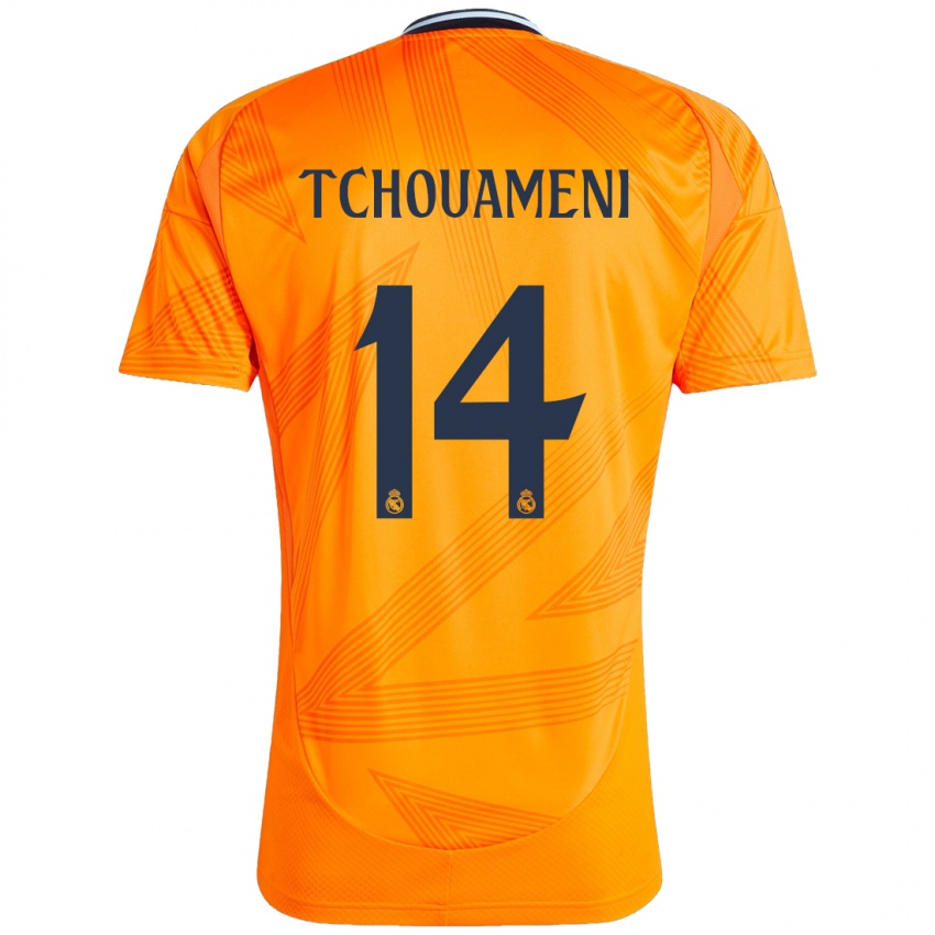 Mann Aurelien Tchouameni #14 Oransje Bortetrøye Drakt Trøye 2024/25 Skjorter T-Skjorte