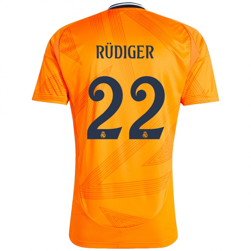 Mann Antonio Rudiger #22 Oransje Bortetrøye Drakt Trøye 2024/25 Skjorter T-Skjorte