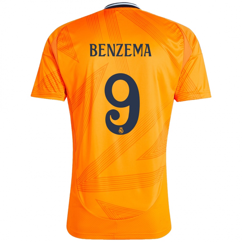 Mann Karim Benzema #9 Oransje Bortetrøye Drakt Trøye 2024/25 Skjorter T-Skjorte