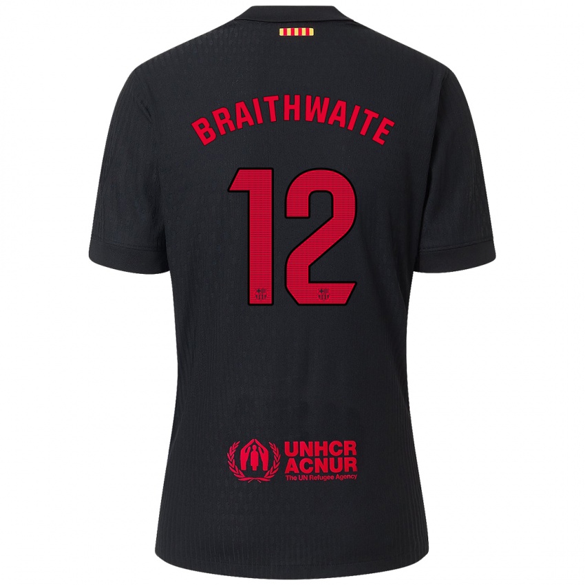 Mann Martin Braithwaite #12 Svart Rød Bortetrøye Drakt Trøye 2024/25 Skjorter T-Skjorte