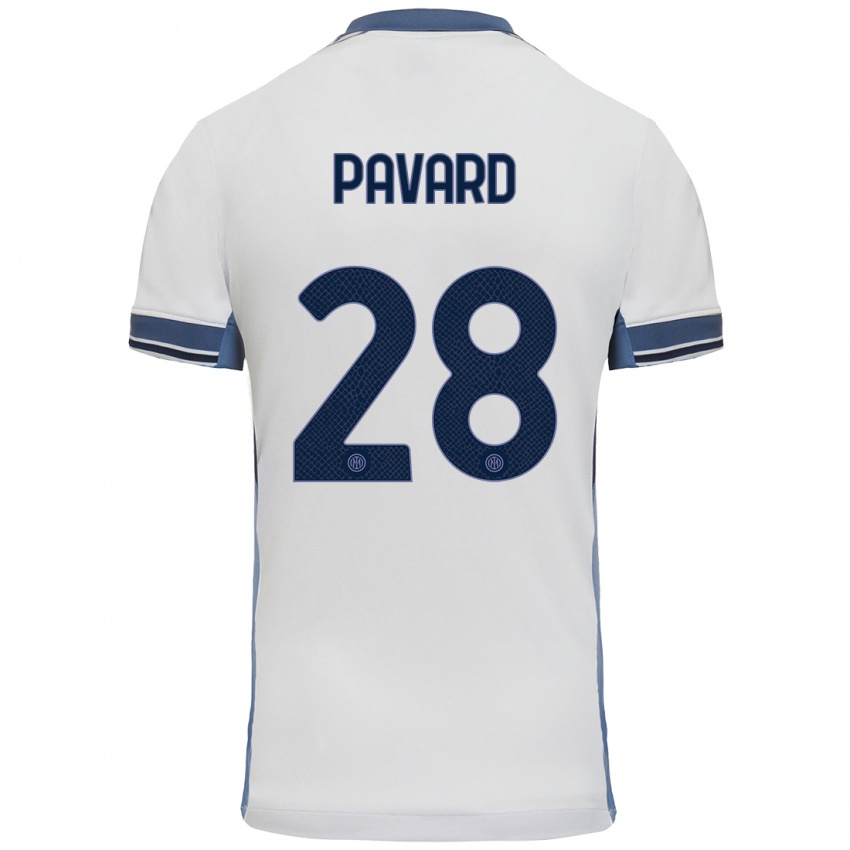 Mann Benjamin Pavard #28 Hvit Grå Bortetrøye Drakt Trøye 2024/25 Skjorter T-Skjorte