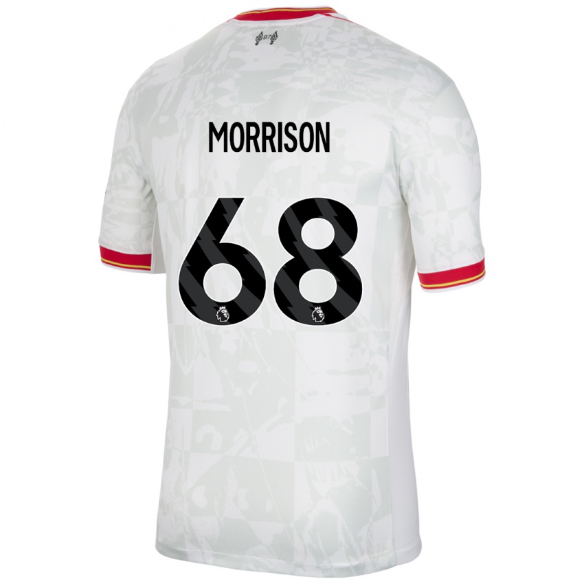 Mann Kieran Morrison #68 Hvit Rød Svart Tredje Sett Drakt Trøye 2024/25 Skjorter T-Skjorte