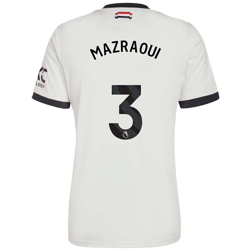 Mann Noussair Mazraoui #3 Off White Tredje Sett Drakt Trøye 2024/25 Skjorter T-Skjorte