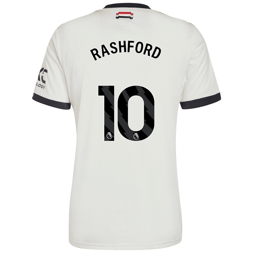 Mann Marcus Rashford #10 Off White Tredje Sett Drakt Trøye 2024/25 Skjorter T-Skjorte