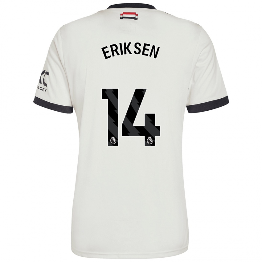 Mann Christian Eriksen #14 Off White Tredje Sett Drakt Trøye 2024/25 Skjorter T-Skjorte