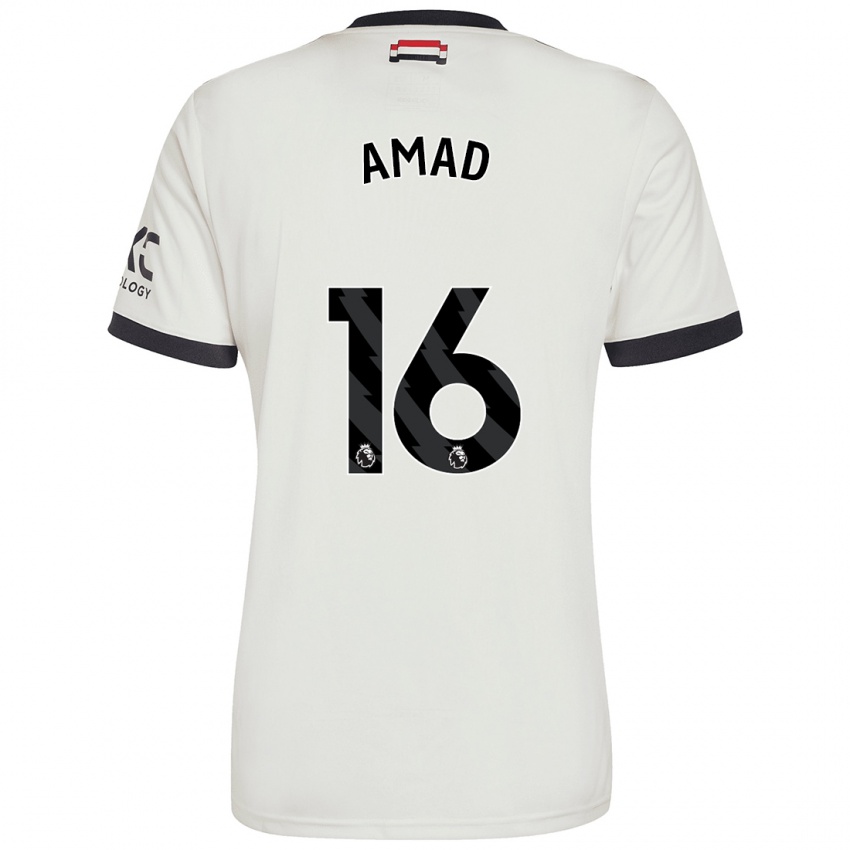 Mann Amad Diallo #16 Off White Tredje Sett Drakt Trøye 2024/25 Skjorter T-Skjorte