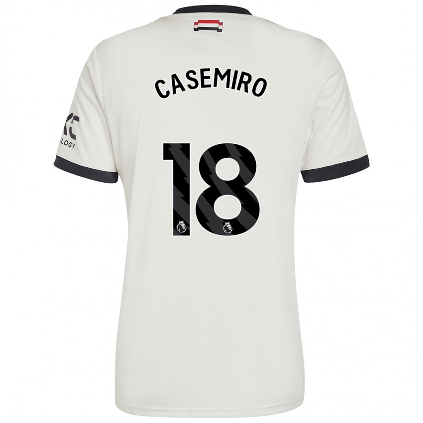 Mann Casemiro #18 Off White Tredje Sett Drakt Trøye 2024/25 Skjorter T-Skjorte