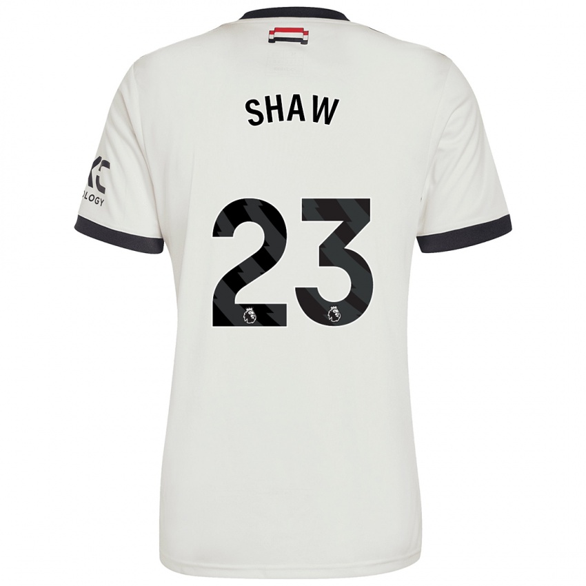 Mann Luke Shaw #23 Off White Tredje Sett Drakt Trøye 2024/25 Skjorter T-Skjorte