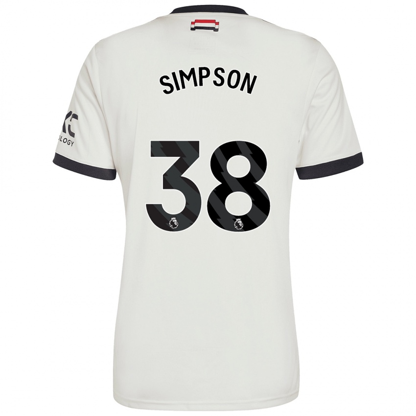 Mann Jess Simpson #38 Off White Tredje Sett Drakt Trøye 2024/25 Skjorter T-Skjorte