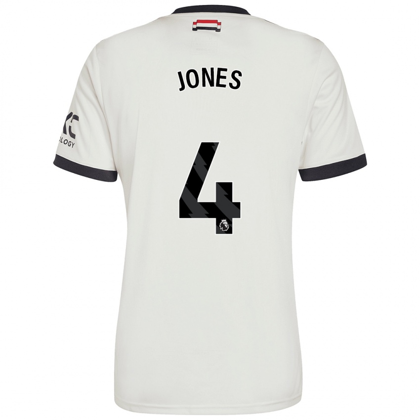 Mann Phil Jones #4 Off White Tredje Sett Drakt Trøye 2024/25 Skjorter T-Skjorte