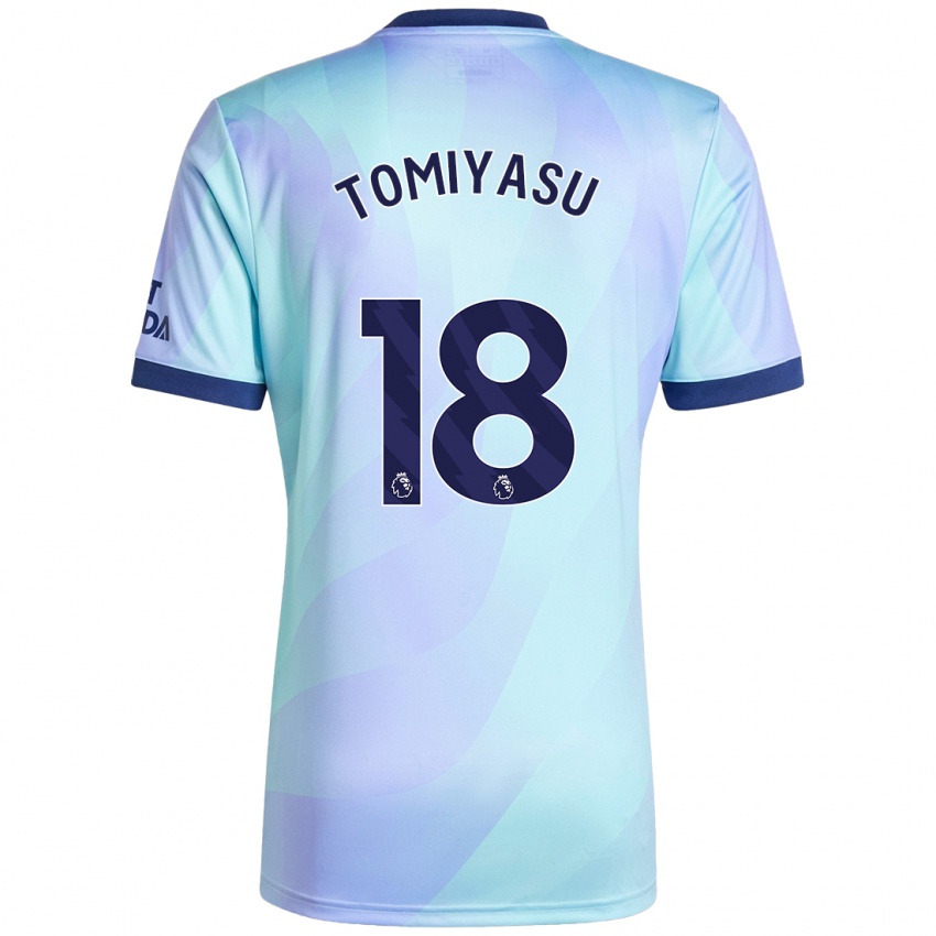 Mann Takehiro Tomiyasu #18 Aqua Tredje Sett Drakt Trøye 2024/25 Skjorter T-Skjorte