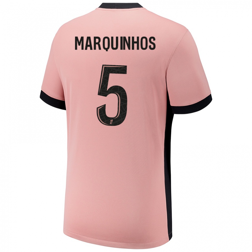 Mann Marquinhos #5 Rust Rosa Tredje Sett Drakt Trøye 2024/25 Skjorter T-Skjorte