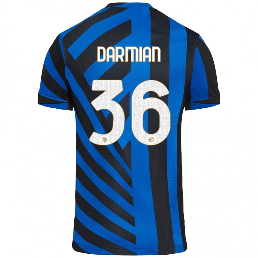 Dame Matteo Darmian #36 Blå Svart Hjemmetrøye Drakt Trøye 2024/25 Skjorter T-Skjorte