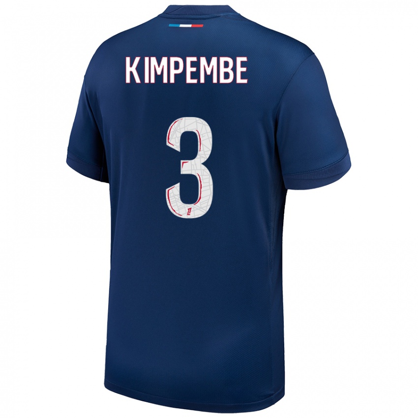 Dame Presnel Kimpembe #3 Marineblå Hvit Hjemmetrøye Drakt Trøye 2024/25 Skjorter T-Skjorte