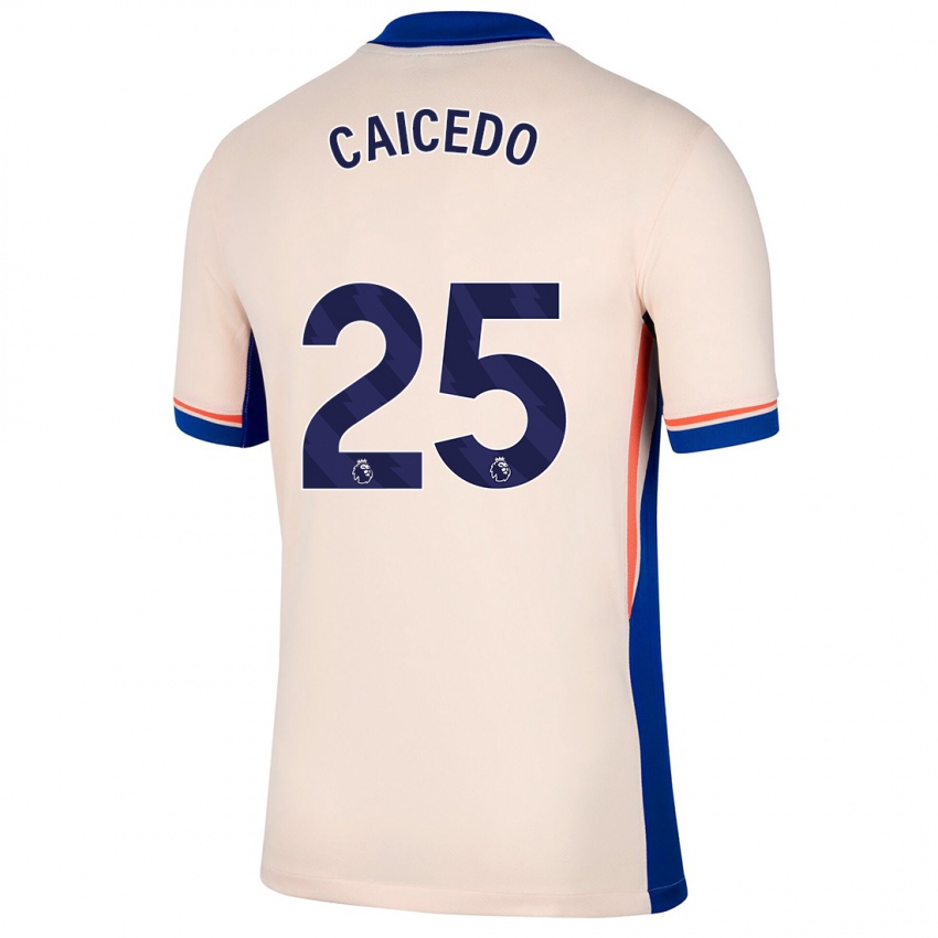 Dame Moises Caicedo #25 Lys Beige Bortetrøye Drakt Trøye 2024/25 Skjorter T-Skjorte