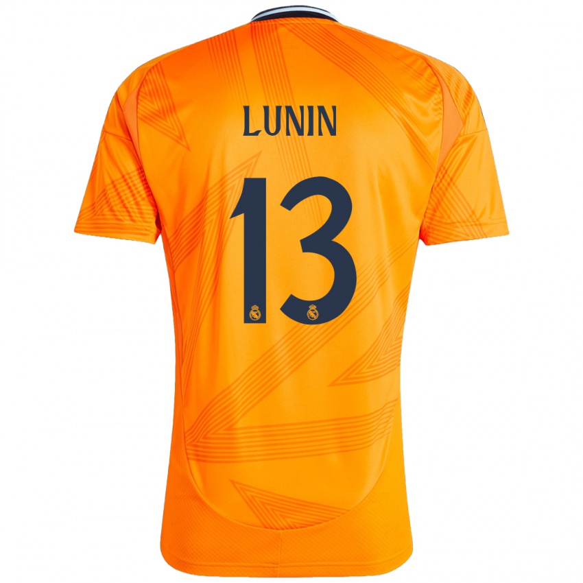 Dame Andriy Lunin #13 Oransje Bortetrøye Drakt Trøye 2024/25 Skjorter T-Skjorte