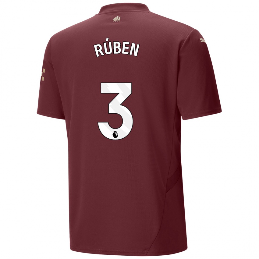 Dame Ruben Dias #3 Rødbrun Tredje Sett Drakt Trøye 2024/25 Skjorter T-Skjorte