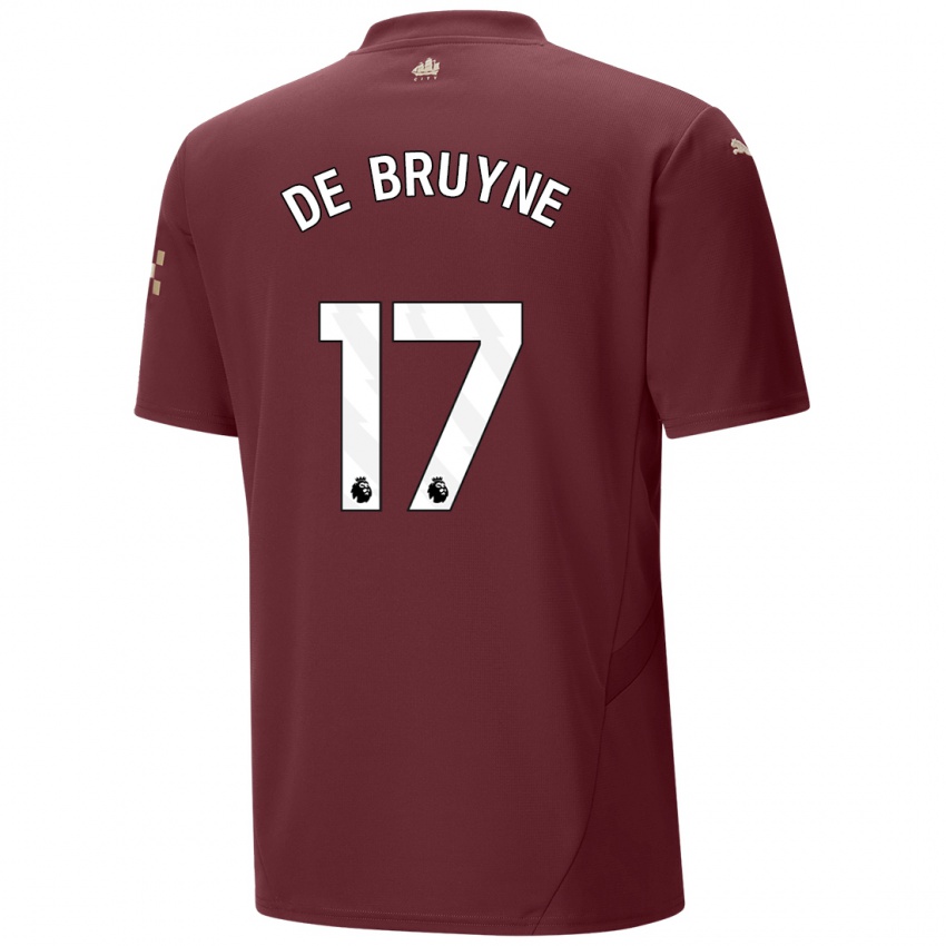 Dame Kevin De Bruyne #17 Rødbrun Tredje Sett Drakt Trøye 2024/25 Skjorter T-Skjorte