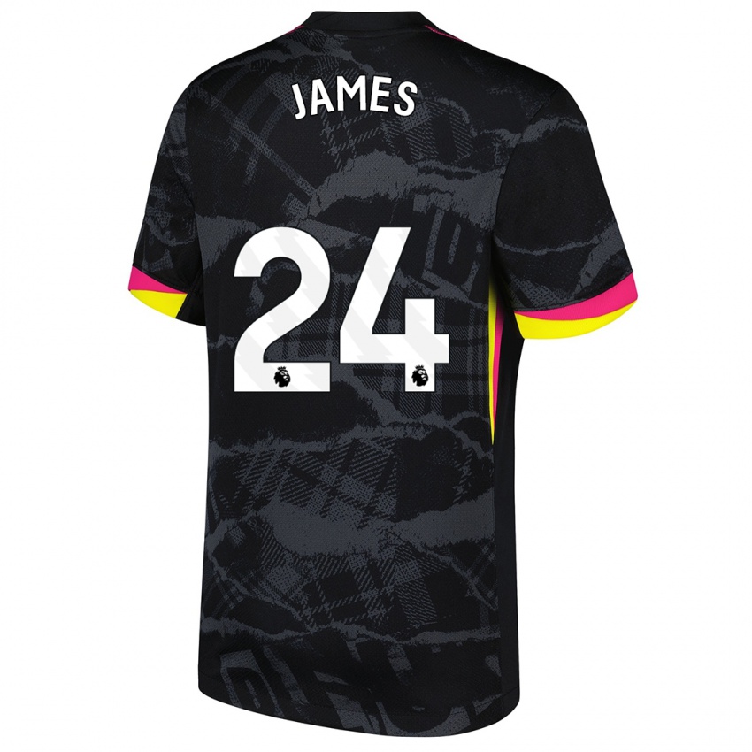 Dame Reece James #24 Svart Rosa Tredje Sett Drakt Trøye 2024/25 Skjorter T-Skjorte