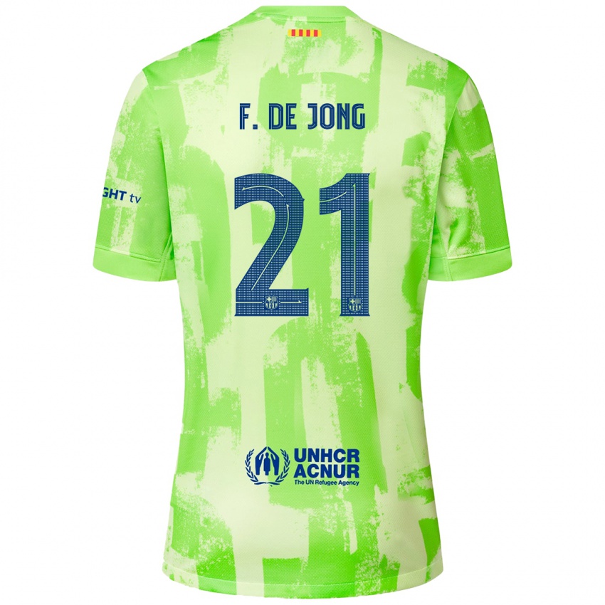 Dame Frenkie De Jong #21 Lime Tredje Sett Drakt Trøye 2024/25 Skjorter T-Skjorte