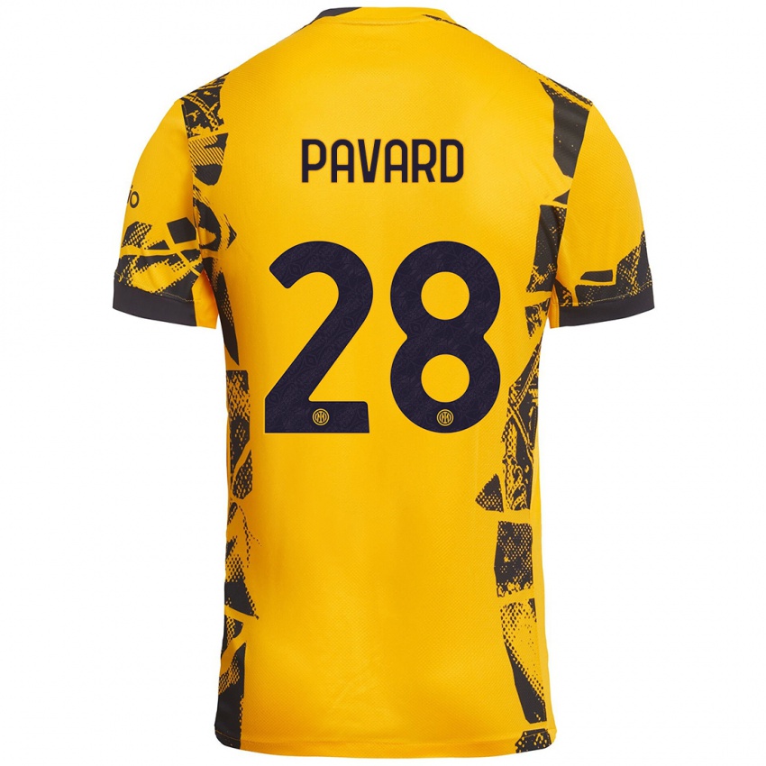 Dame Benjamin Pavard #28 Gull Svart Tredje Sett Drakt Trøye 2024/25 Skjorter T-Skjorte