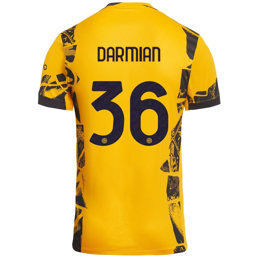 Dame Matteo Darmian #36 Gull Svart Tredje Sett Drakt Trøye 2024/25 Skjorter T-Skjorte