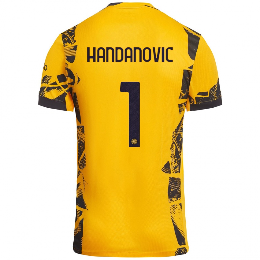 Dame Samir Handanovic #1 Gull Svart Tredje Sett Drakt Trøye 2024/25 Skjorter T-Skjorte