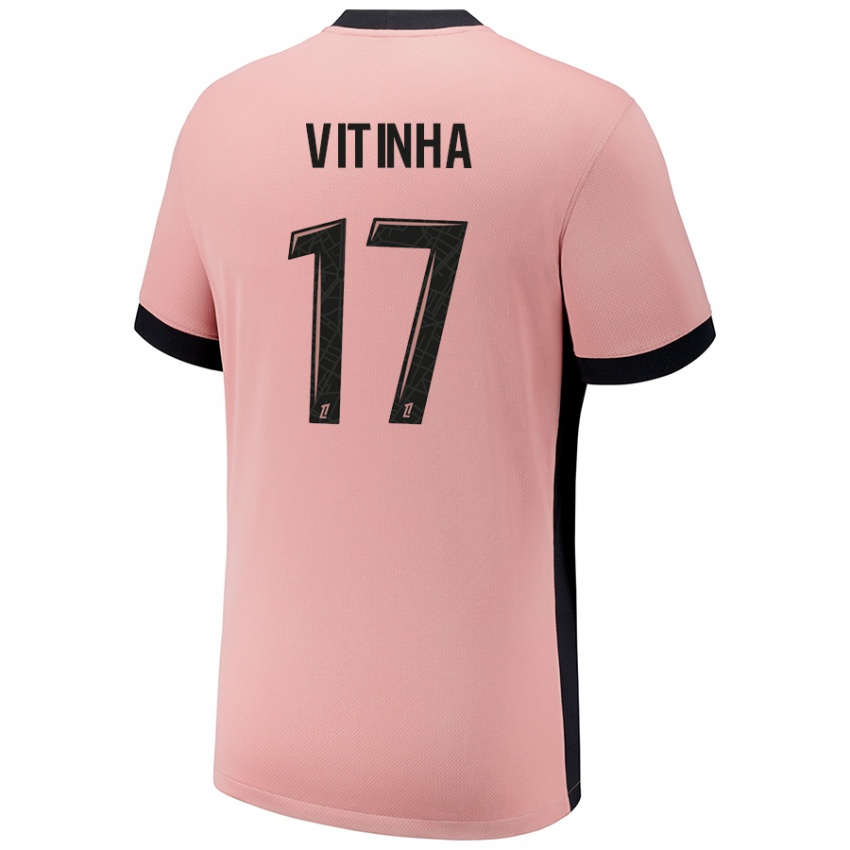 Dame Vitinha #17 Rust Rosa Tredje Sett Drakt Trøye 2024/25 Skjorter T-Skjorte