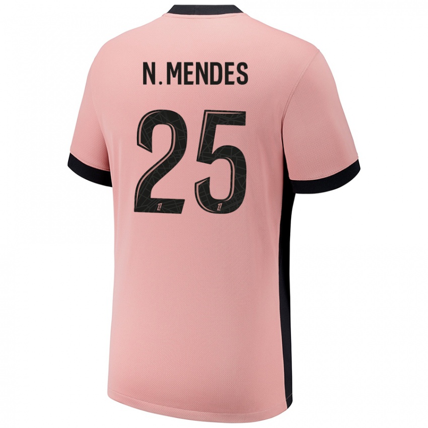 Dame Nuno Mendes #25 Rust Rosa Tredje Sett Drakt Trøye 2024/25 Skjorter T-Skjorte