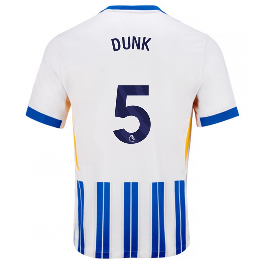 Barn Lewis Dunk #5 Hvit Blå Nålestriper Hjemmetrøye Drakt Trøye 2024/25 Skjorter T-Skjorte