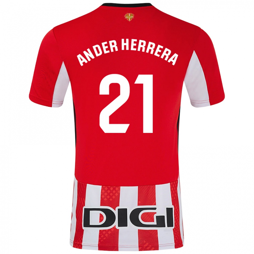 Barn Ander Herrera #21 Rød Hvit Hjemmetrøye Drakt Trøye 2024/25 Skjorter T-Skjorte