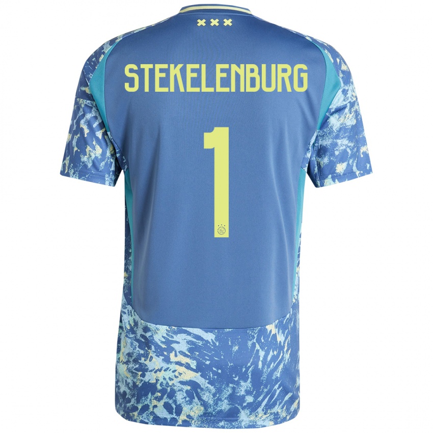 Barn Maarten Stekelenburg #1 Grå Blå Gul Bortetrøye Drakt Trøye 2024/25 Skjorter T-Skjorte