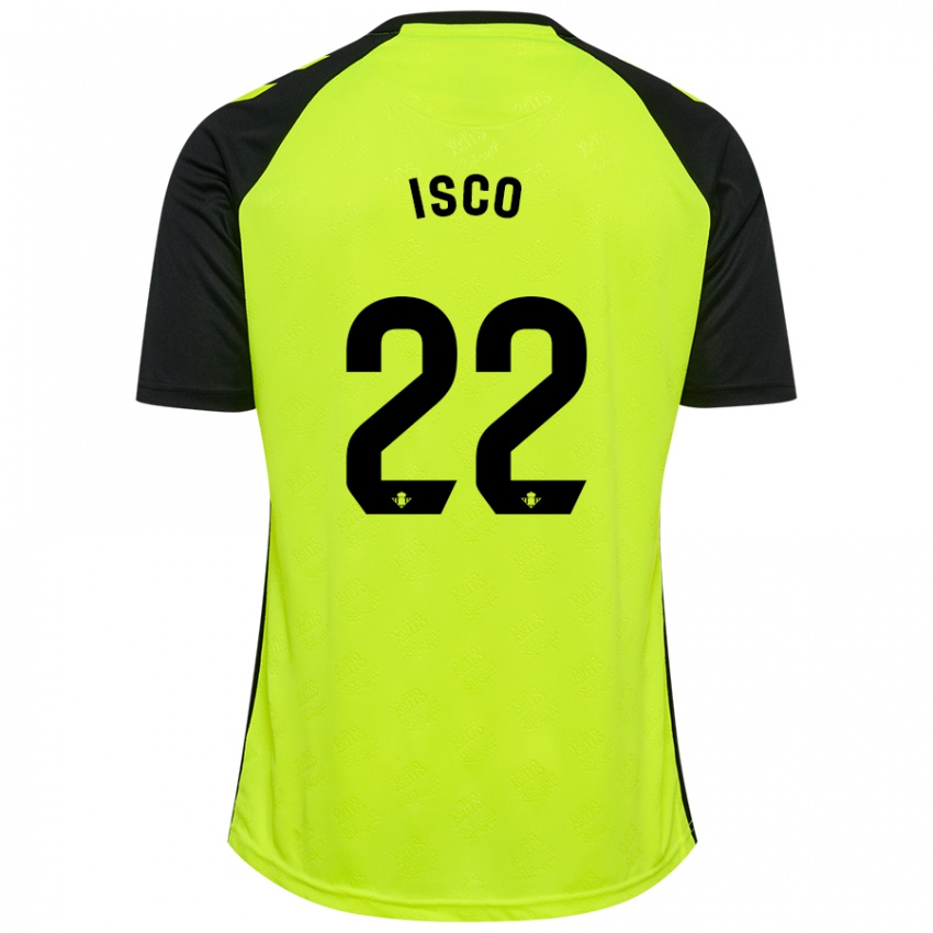 Barn Isco #22 Fluorescerende Gul Svart Bortetrøye Drakt Trøye 2024/25 Skjorter T-Skjorte