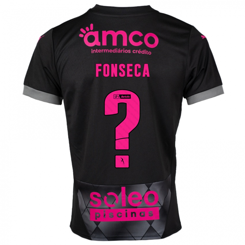 Barn Diogo Fonseca #0 Svart Rosa Bortetrøye Drakt Trøye 2024/25 Skjorter T-Skjorte