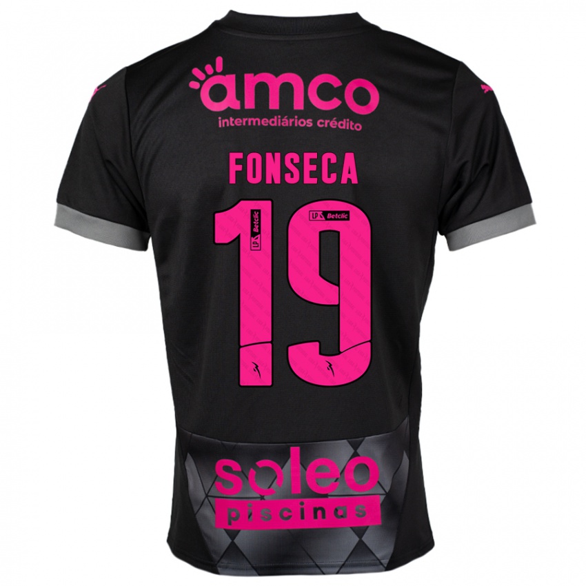 Barn Beatriz Fonseca #19 Svart Rosa Bortetrøye Drakt Trøye 2024/25 Skjorter T-Skjorte