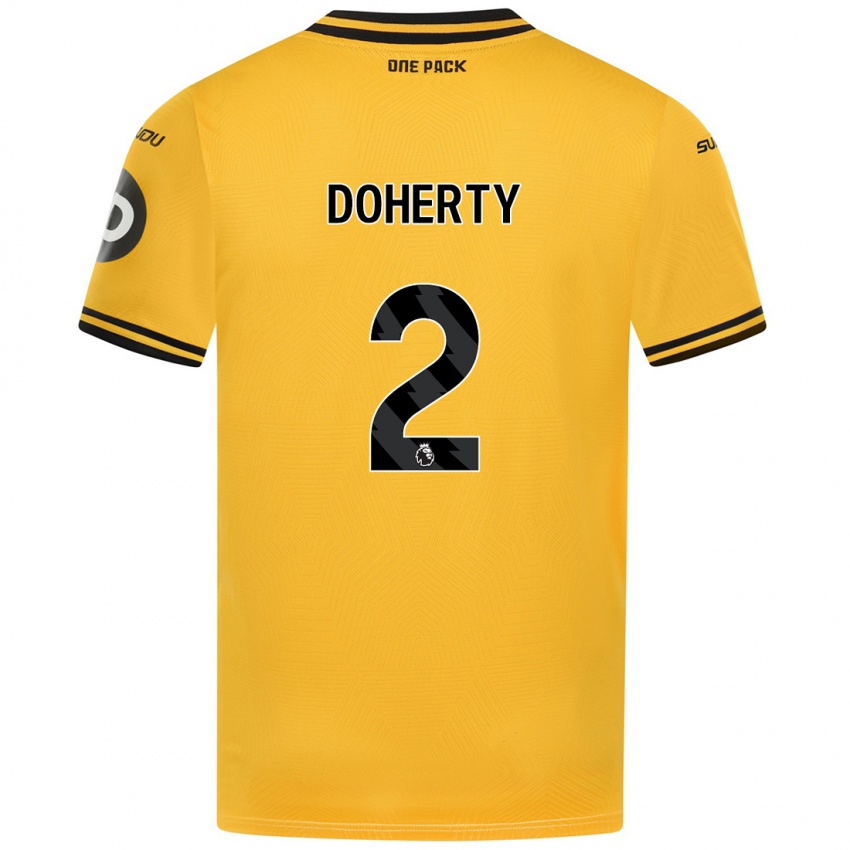 Mann Matt Doherty #2 Gul Hjemmetrøye Drakt Trøye 2024/25 Skjorter T-Skjorte