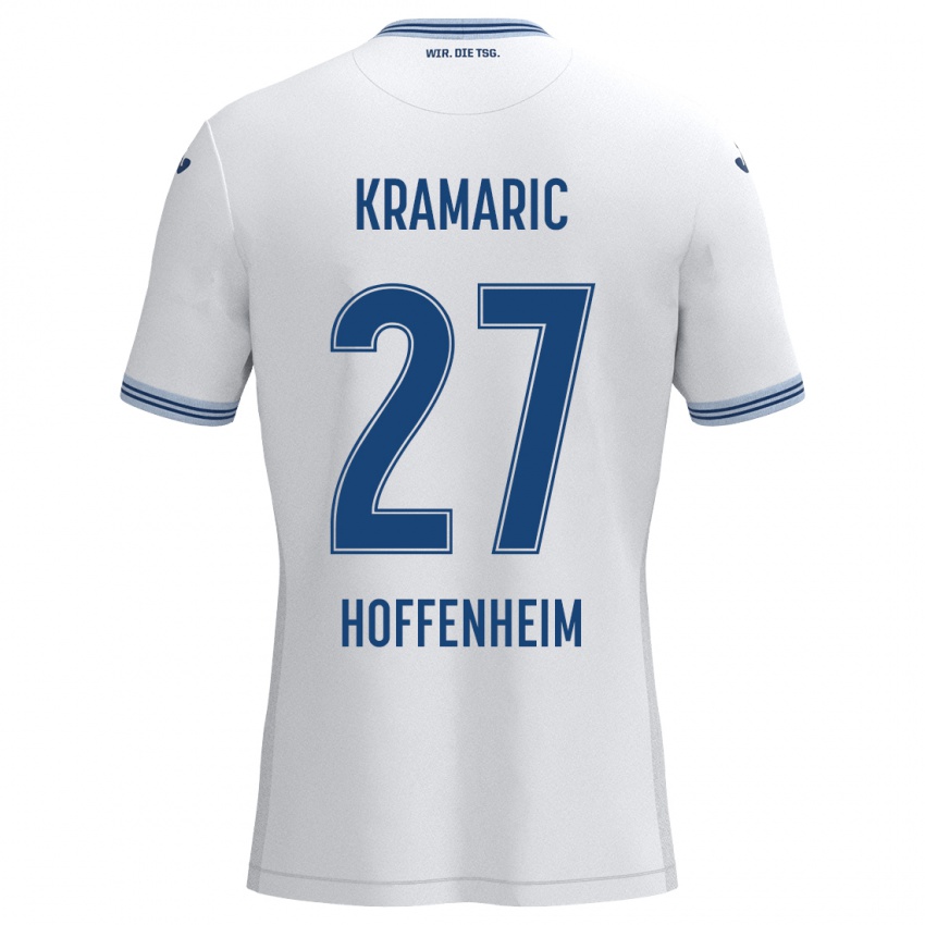 Mann Andrej Kramaric #27 Hvit Blå Bortetrøye Drakt Trøye 2024/25 Skjorter T-Skjorte