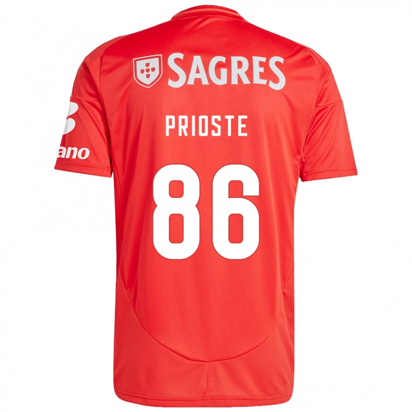 Dame Diogo Prioste #86 Rød Hvit Hjemmetrøye Drakt Trøye 2024/25 Skjorter T-Skjorte