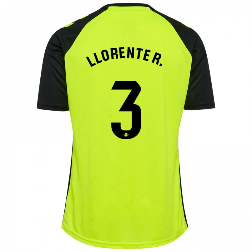 Dame Diego Llorente #3 Fluorescerende Gul Svart Bortetrøye Drakt Trøye 2024/25 Skjorter T-Skjorte