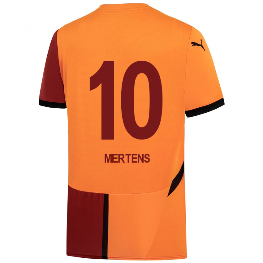 Barn Dries Mertens #10 Gul Rød Hjemmetrøye Drakt Trøye 2024/25 Skjorter T-Skjorte