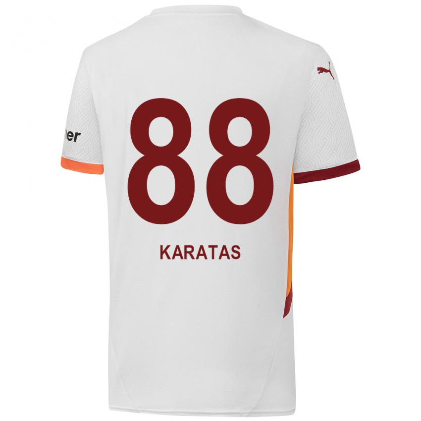 Barn Kazımcan Karataş #88 Hvit Gul Rød Bortetrøye Drakt Trøye 2024/25 Skjorter T-Skjorte