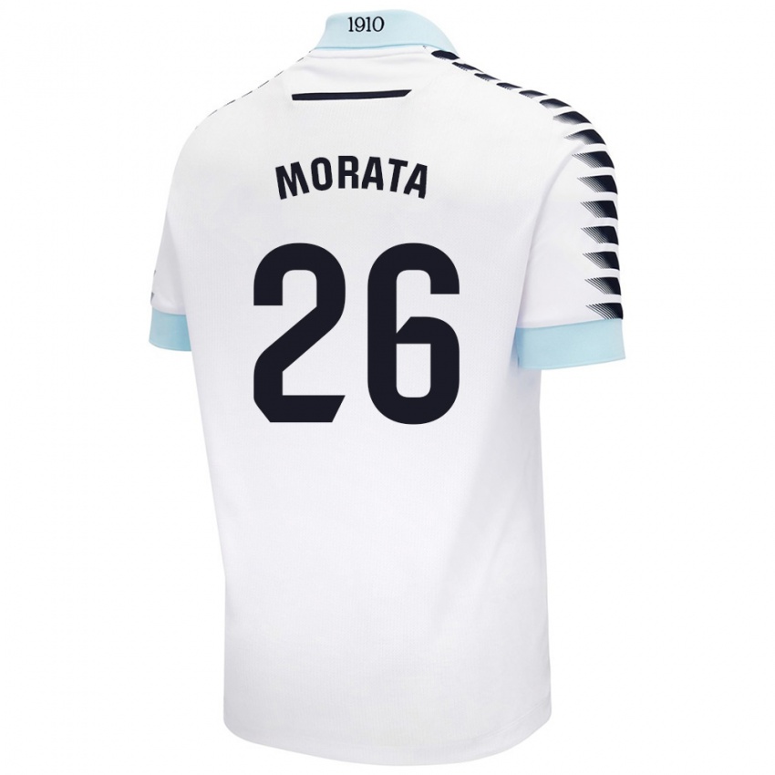 Barn Álex Morata #26 Hvit Blå Bortetrøye Drakt Trøye 2024/25 Skjorter T-Skjorte