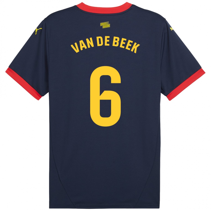 Barn Donny Van De Beek #6 Marine Rød Bortetrøye Drakt Trøye 2024/25 Skjorter T-Skjorte