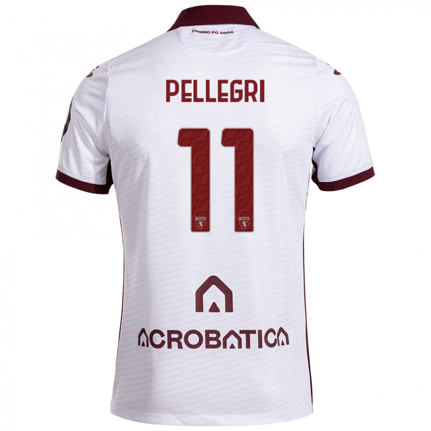 Barn Pietro Pellegri #11 Hvit Rødbrun Bortetrøye Drakt Trøye 2024/25 Skjorter T-Skjorte