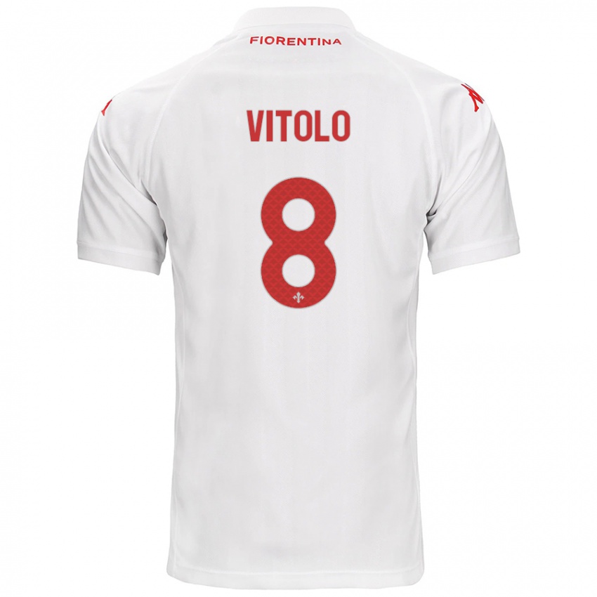 Mann Federico Vitolo #8 Hvit Bortetrøye Drakt Trøye 2024/25 Skjorter T-Skjorte