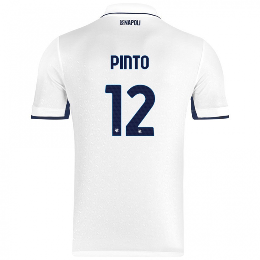 Mann Ciro Pinto #12 Hvit Kongeblå Bortetrøye Drakt Trøye 2024/25 Skjorter T-Skjorte