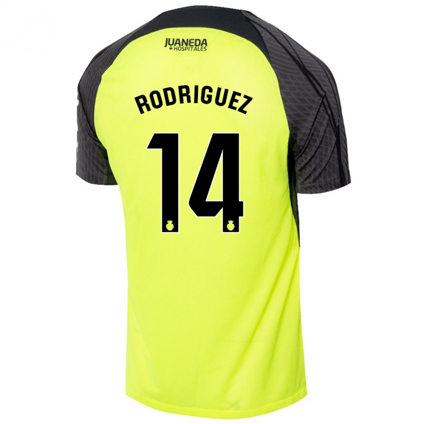 Mann Diego Rodríguez #14 Fluorescerende Grønn Svart Bortetrøye Drakt Trøye 2024/25 Skjorter T-Skjorte